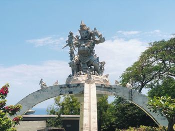 Low angle view of statue in park