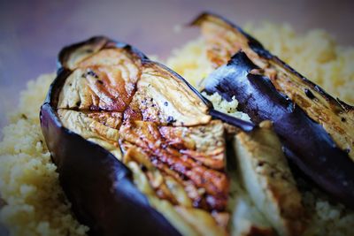 Close-up of food on barbecue grill