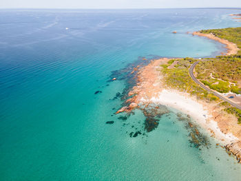 High angle view of sea against sky