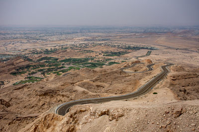 High angle view of road along landscape