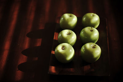 High angle view of fruits on table