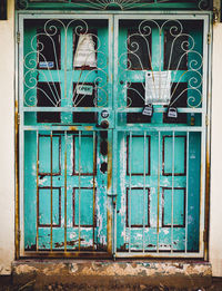 Closed door of building