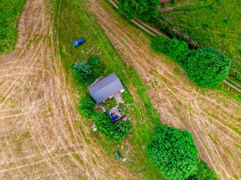 High angle view of agricultural field