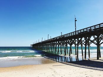 Scenic view of beach against clear sky