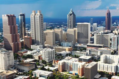 Aerial view of buildings in city