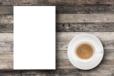High angle view of coffee on table