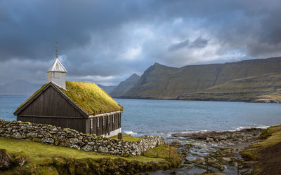 Idyllic church against sea and sky