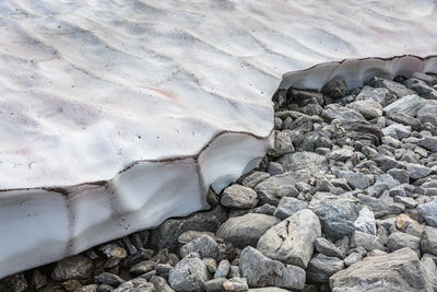 High angle view of rocks on beach