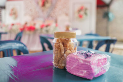 Close-up of food on table