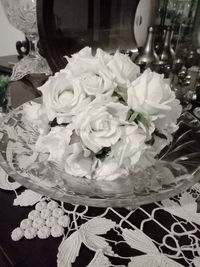 Close-up of rose bouquet on table