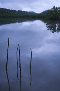 Scenic view of lake against sky