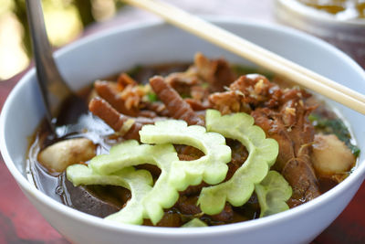 Close-up of meal served in bowl