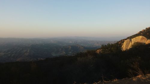 Scenic view of mountains against clear sky