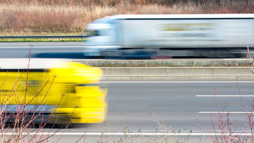 Blurred motion of train