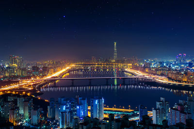 Illuminated city at night