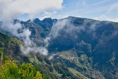 Scenic view of mountains against sky