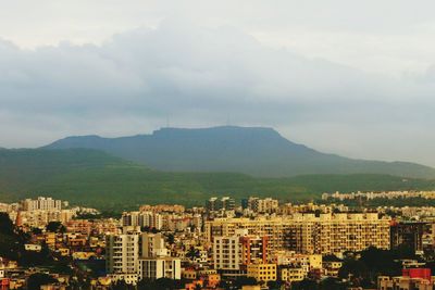 High angle view of townscape against sky