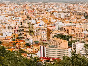 High angle view of buildings in city