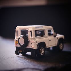 Close-up of toy car on table