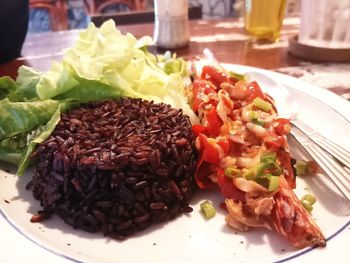 Close-up of meal served in plate