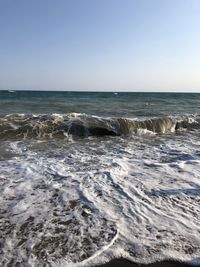 Scenic view of sea against clear sky