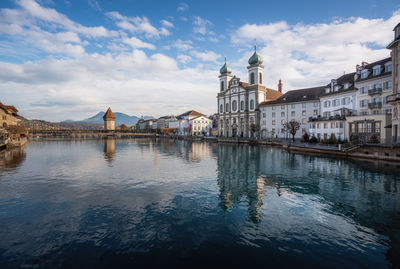 Reflection of buildings in water