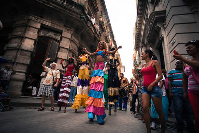 People on street in city