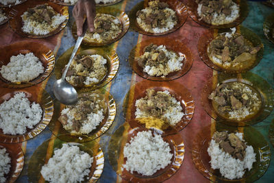 High angle view of food on table