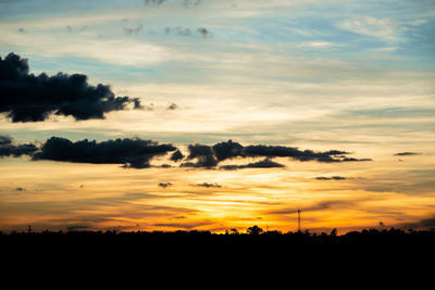Scenic view of silhouette landscape against sky during sunset