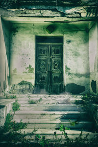 Closed door of old building