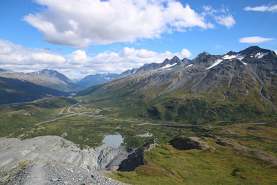 Scenic view of mountains against sky