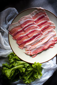 High angle view of food on table