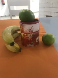 High angle view of fruits on table