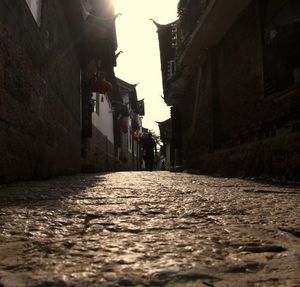 Narrow alley along buildings