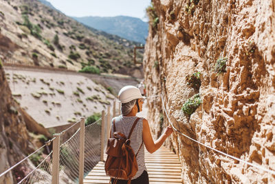 View of tourists on rock