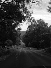 Road amidst trees against sky