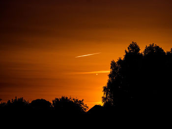 Silhouette trees against sky during sunset