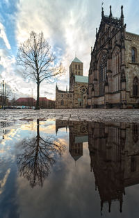 Reflection of buildings in lake