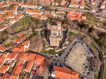 High angle view of buildings in town