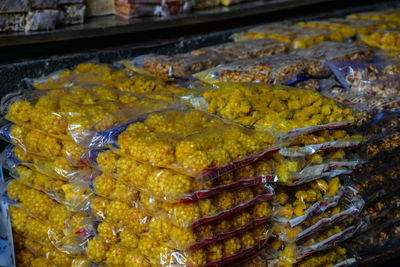 High angle view of food for sale in market