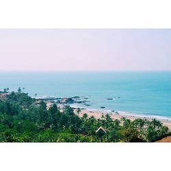 Scenic view of sea against blue sky