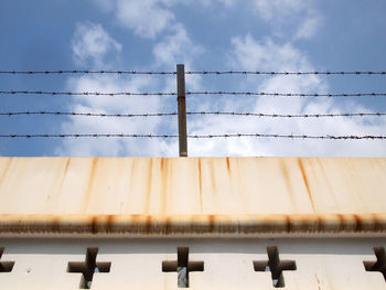 Low angle view of power lines against sky