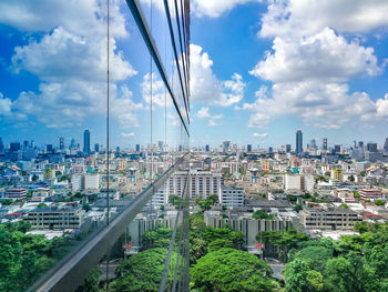 Panoramic view of city buildings against sky