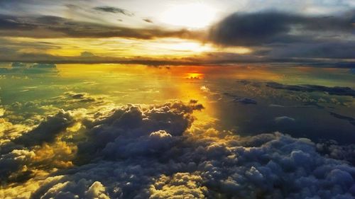 Scenic view of sea against cloudy sky