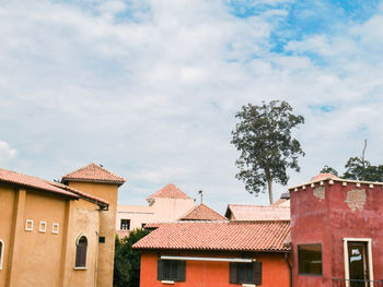 Low angle view of buildings against sky