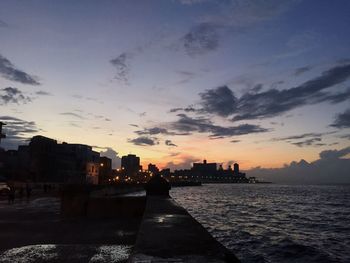 Scenic view of sea at sunset