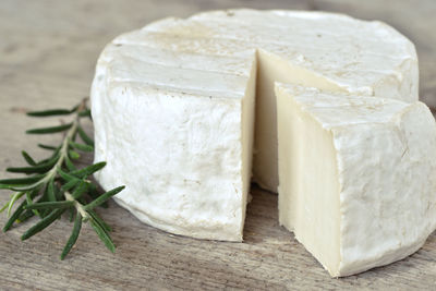 Close-up of cheese on table