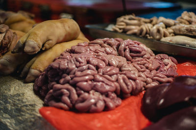 Close-up of meat for sale in market