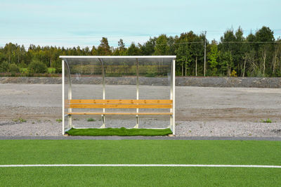 View of soccer field against sky