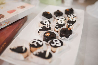 Close-up of dessert on table